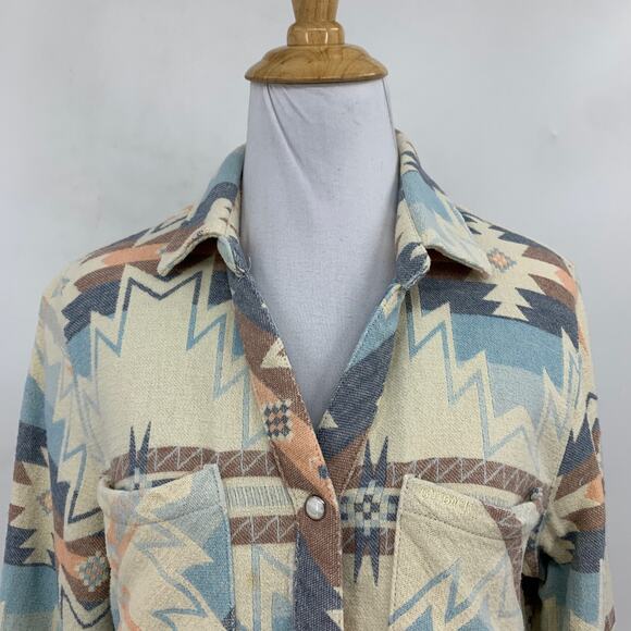 Outback Shirt Womens S Small Sand Brianna Aztec Flannel Pearl Snap Button Top - Picture 3 of 16